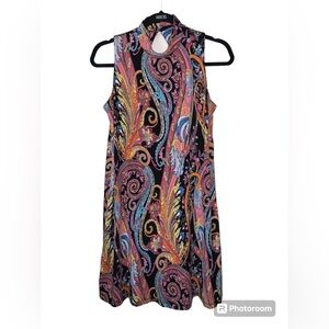 Ronni Nicole black‎ floral multicolored mini sleeveless jersey dress size 6